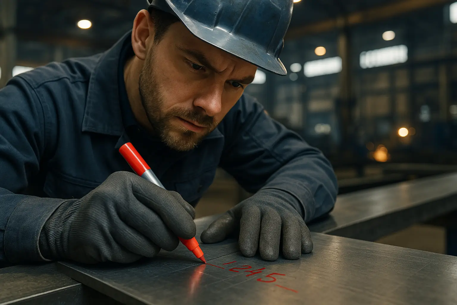 разметка металлической заготовки перед обработкой